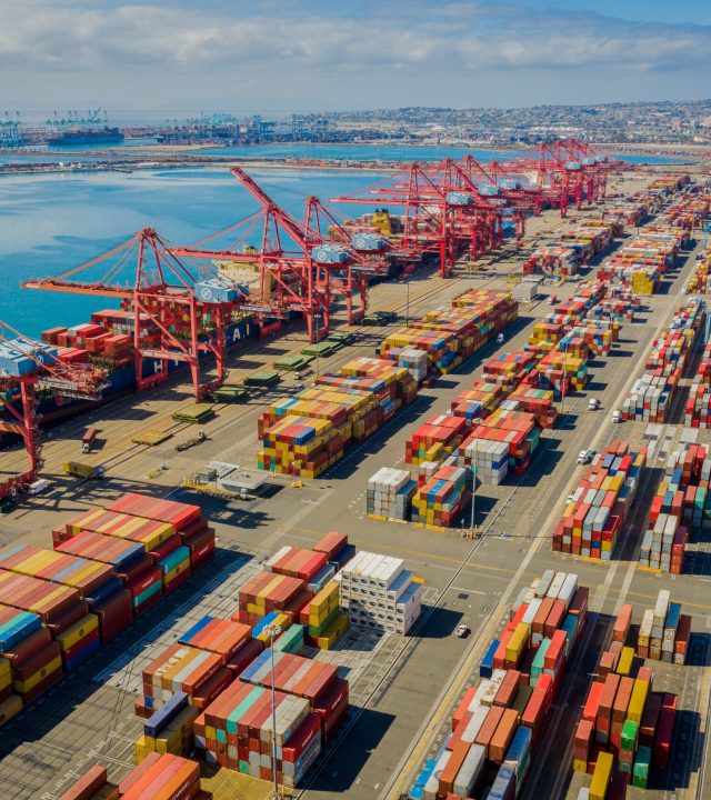 aerial port of long beach container yard